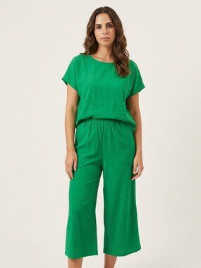 Relaxed 2 Piece Set Short Sleeve Top and Wide Leg Pants
